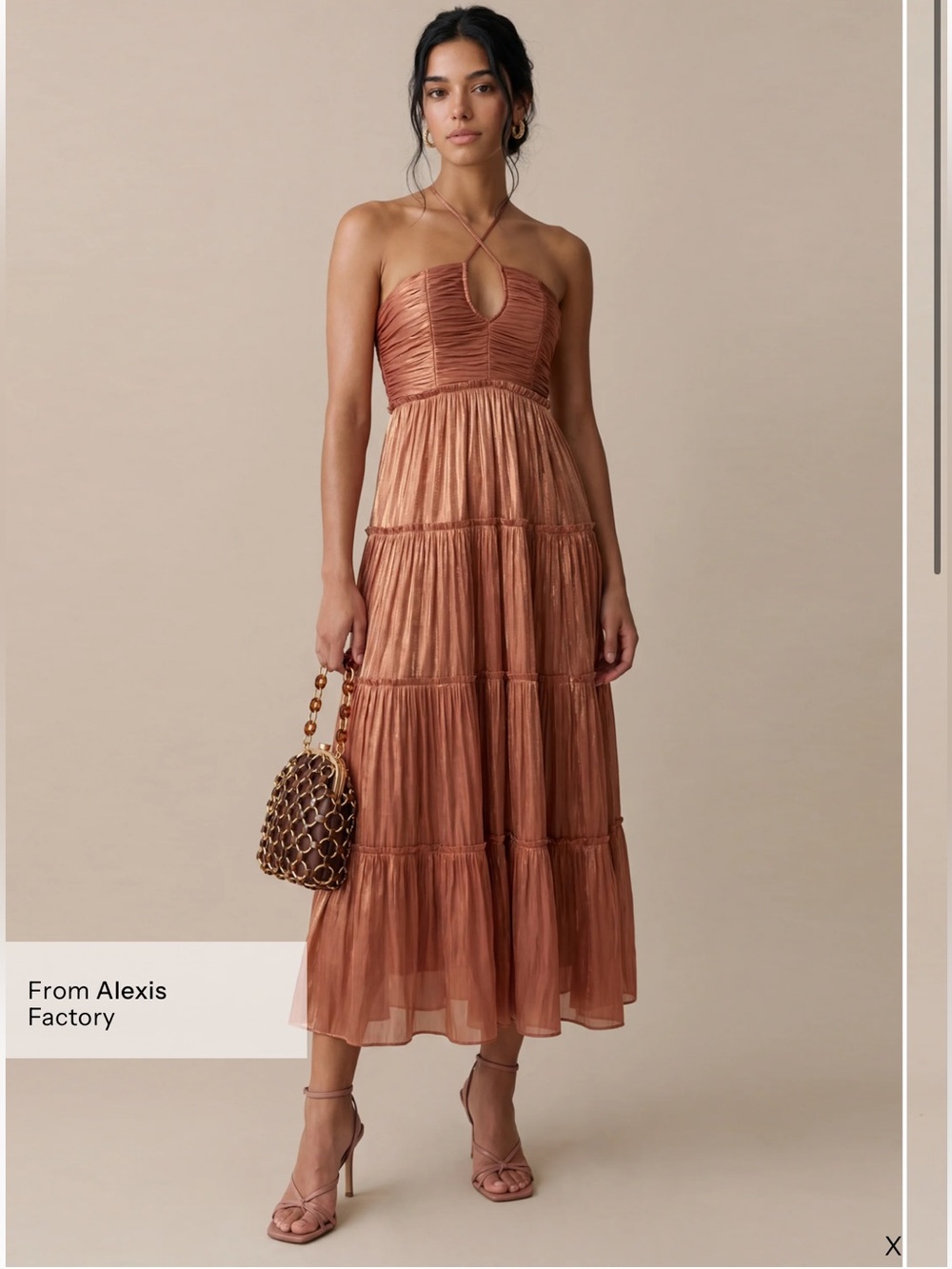 NWT o.p.t East Dress size Large Rust Cowboy Copper midi pleated